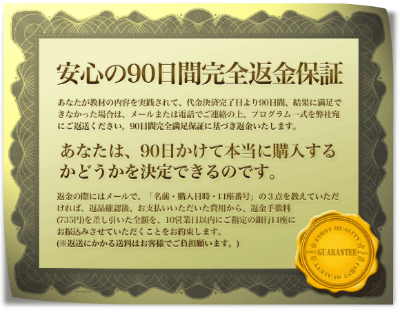 90日間完全満足保証